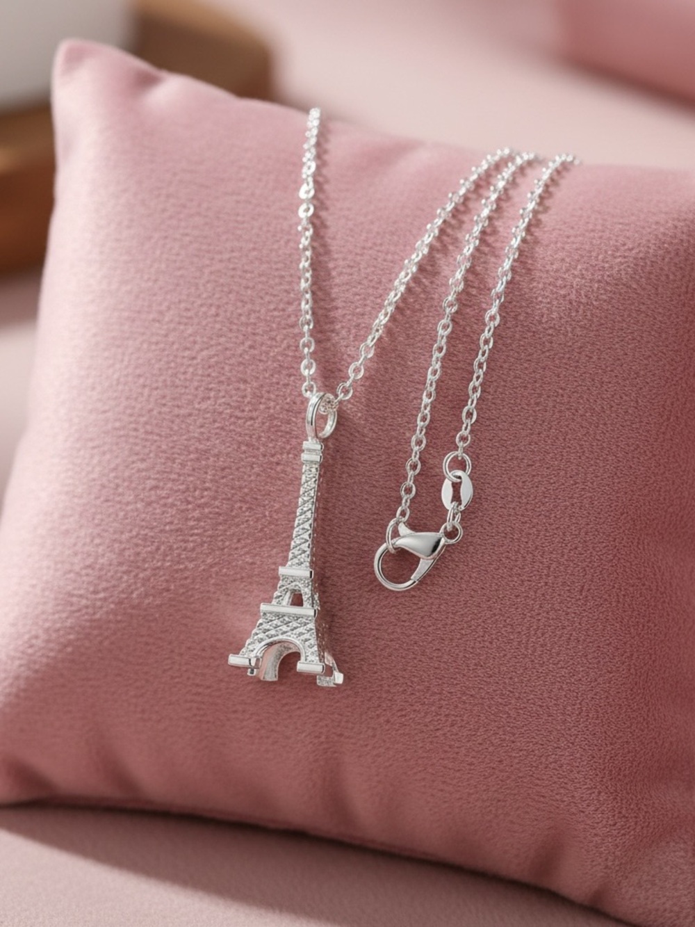 Dainty Coquette Sterling Silver Eiffel Tower Paris Necklace Soft Girl Romantic